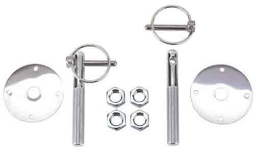 Chrome Hood Pin Clip 3/16" Flip-Over with Lanyards