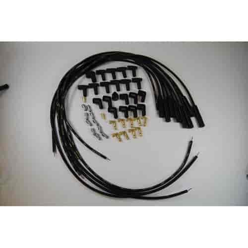 SPARK PLUG WIRE SET BLACK BOOTS 180 DEG 8MM
