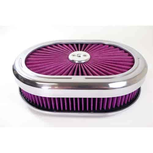 Oval Super Flow Filter Air Cleaner Kit With Pre-Oiled Washable Element