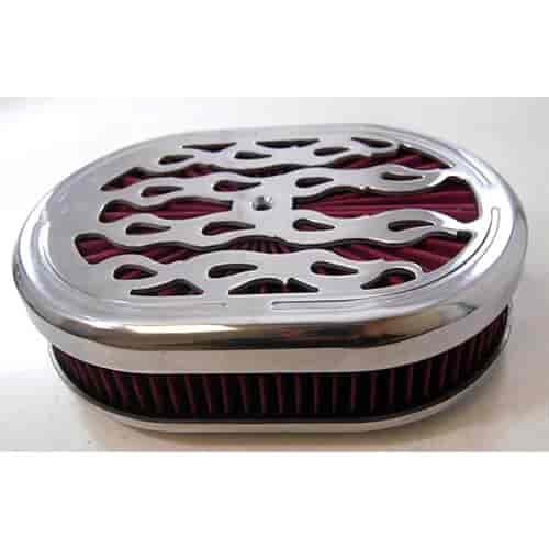 Oval Super Flow Filter Air Cleaner Kit With Pre-Oiled Washable Element