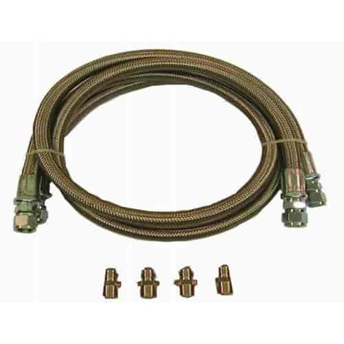 Transmission Cooler Fittings Kit - 2 48 SS Braided Hose with 4 Aluminum Connectors