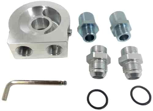 OIL FILTER ADAPTER FEMALE PORTS 1/2BPSS CENTER THREAD 3/4X16 UNF
