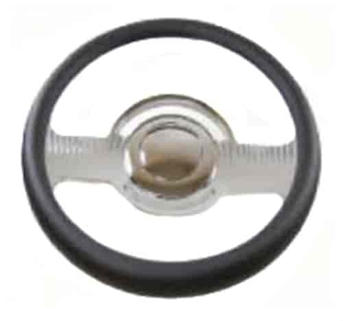 14 POLISHED BILLET CLASSIC STYLE STEERING WHEEL WITH LEATHER GRIP