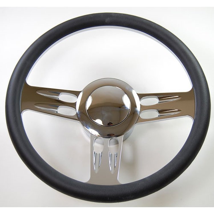 R5610A Steering Wheel, 14″ Billet “3-Slot” Style Kit – Chrome