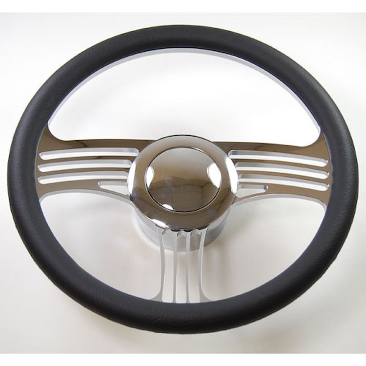 R5611A Steering Wheel, 14″ Billet “Slash” Style Kit – Chrome