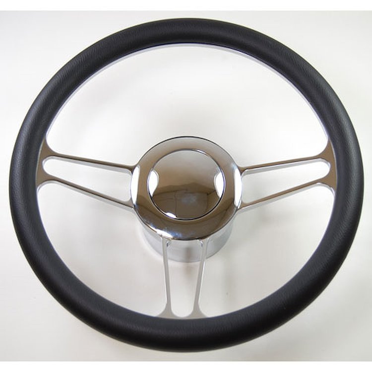 R5612A Steering Wheel, 14″ Billet “Vintage” Style Kit – Chrome