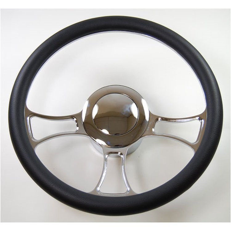 R5616A Steering Wheel, 14″ Billet “Trinity” Style Kit – Chrome