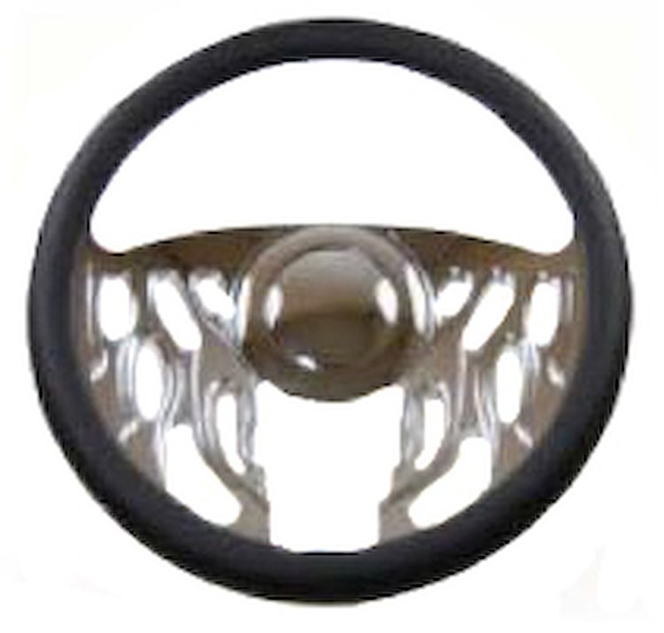 R5618A Steering Wheel, 14″ Billet “Flame Down” Style Kit – Chrome