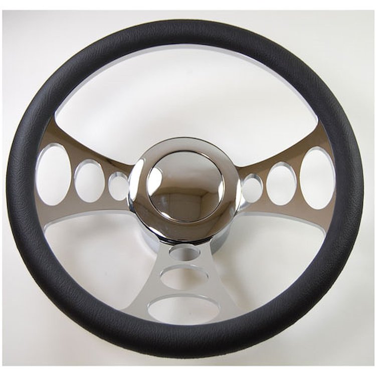 R5619A Steering Wheel, 14″ Billet “Flame Up” Style Kit – Chrome