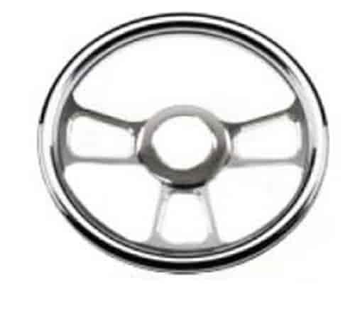14 CHROME BILLET SOLID T STEERING WHEEL