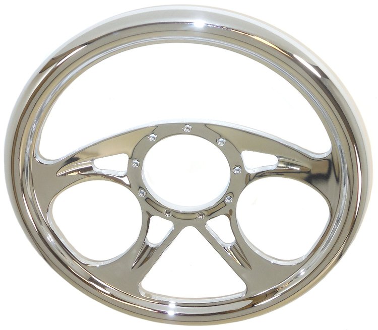 R5822 Steering Wheel, 14″ Full Billet “Carousel” Style – Chrome