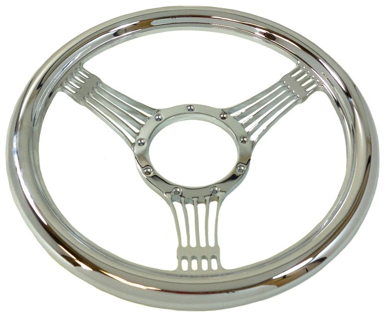 R5825 Steering Wheel, 14″ Full Billet “Banjo” Style – Chrome
