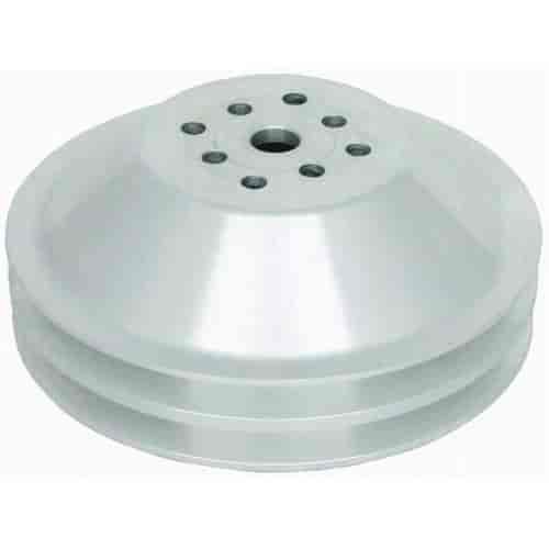 Satin Aluminum SB Chevy Reduction Pulley - Double Groove Upper LWP/SWP