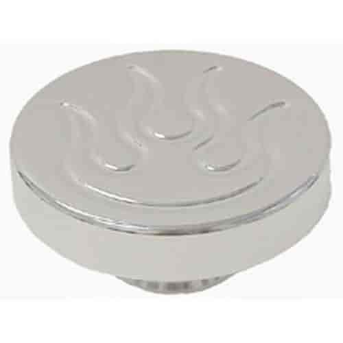 Polished Aluminum Push-In Oil Cap - Flame with 1 Neck