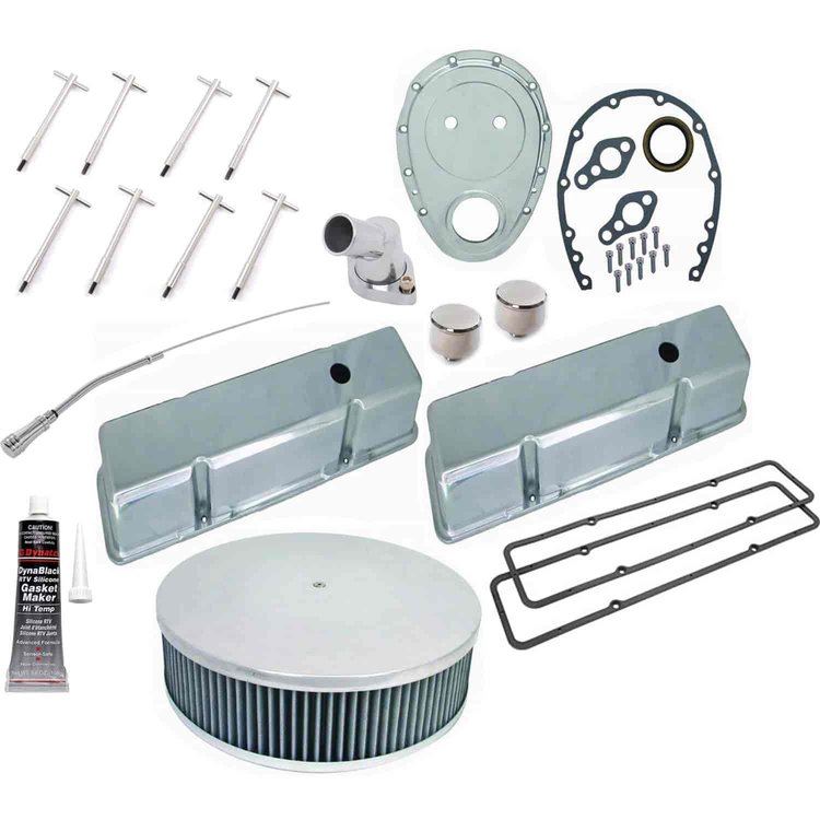 Polished Aluminum Dress-Up Kit 1958-1986 Small Block Chevy 283, 305, 327, 350