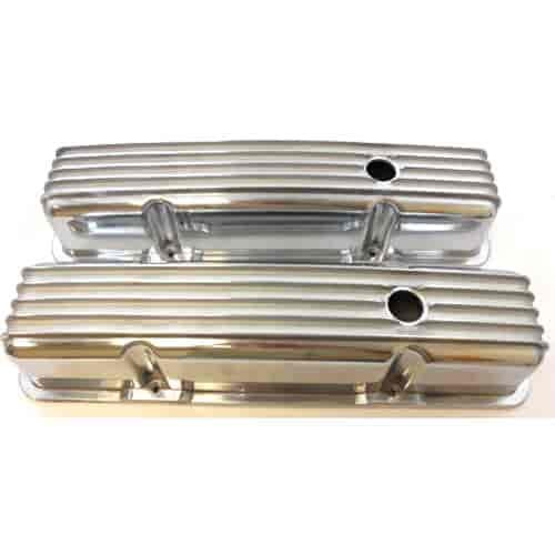 Nostalgic Baffled Aluminum Finned Valve Covers 1958-86 Small Block Chevy 283-350