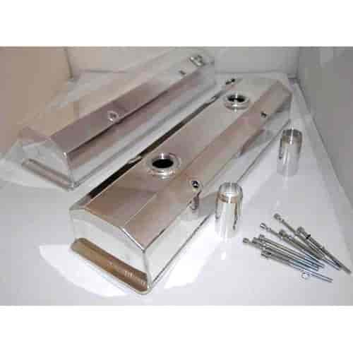 Fabricated Aluminum Circle Track Baffled Valve Covers 1958-86 Small Block Chevy 283-350