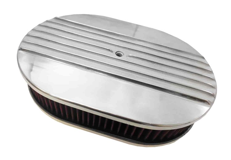 Fully Polished Aluminum Oval Air Cleaner Kit 12" x 2"