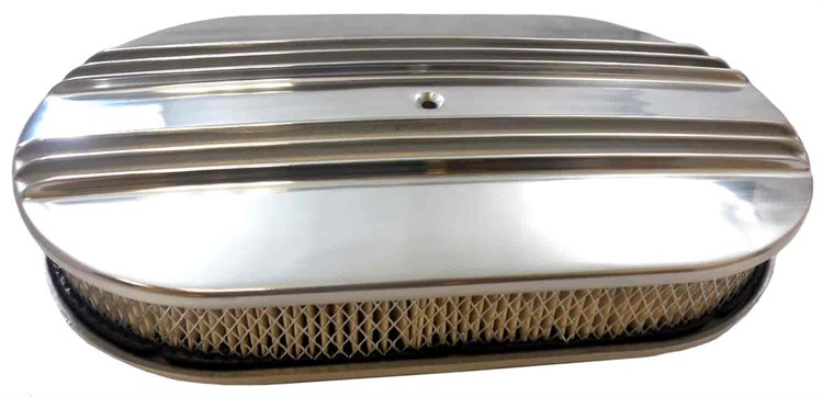 Nostalgic Polished Aluminum Oval Air Cleaner Kit 15" x 2"