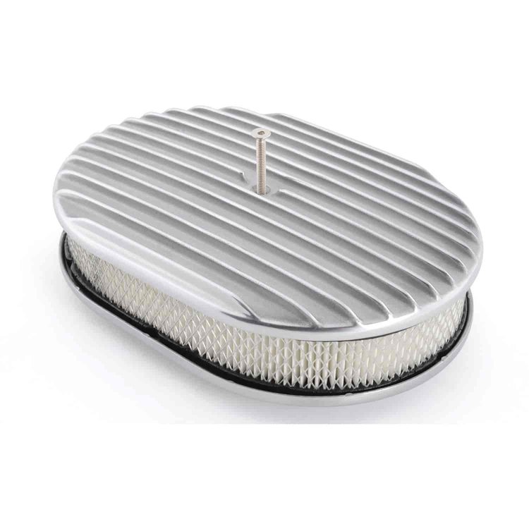 Nostalgic Polished Aluminum Oval Air Cleaner Kit 12" x 2"