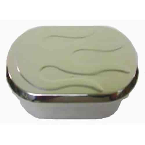 Polished Aluminum Oval Push-in Breather - Raised Flame