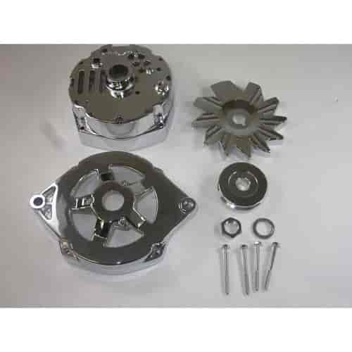 Chrome 1973-1985 GM Alternator Housing Kit with Pulley (Internal Regulator)