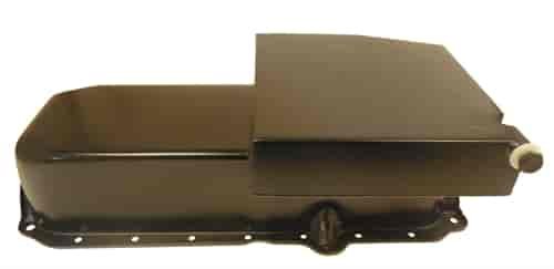 Black Powdercoated Steel Circle Track Oil Pan 1986-Up Small Block Chevy V8 283-350