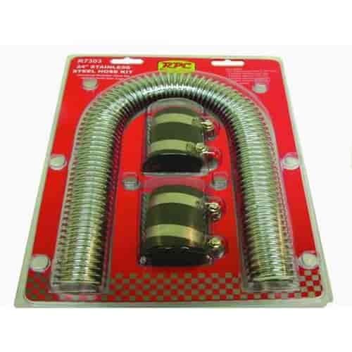Chrome 24 Stainless Steel Radiator Hose Kit without Caps