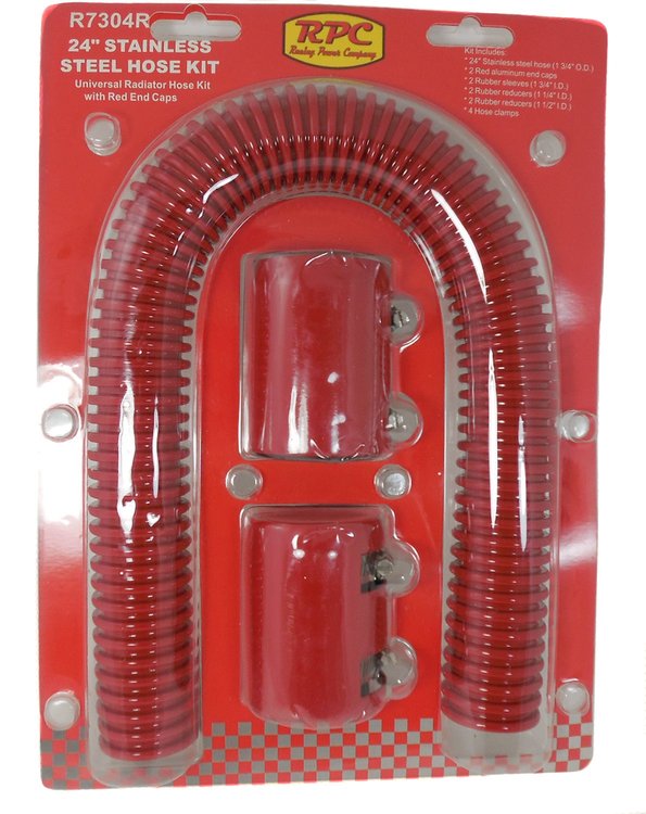 R7304RED Radiator Hose Kit, 24″ Stainless Steel – Red
