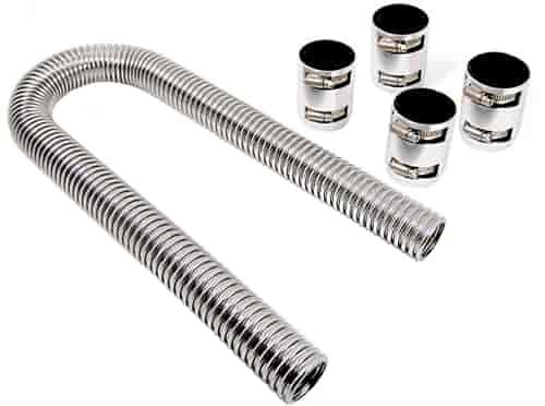 Polished Stainless Steel Radiator Hose Kit Hose Length: 48"