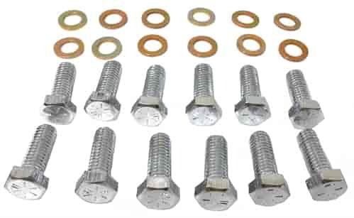 STEEL INTAKE MANIFOLD BOLT W/WASHER 12 PC KIT - SB CHEVROLET MOPAR / AMC 290-401 3/8 -16 X 1