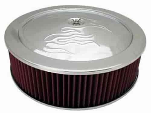 Round Flame Style Muscle Car Style Top Air Cleaner Set 14" x 4"