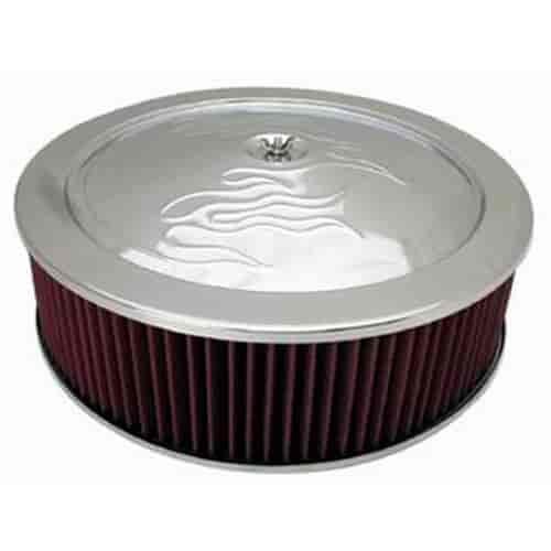 Round Flame Style Muscle Car Style Top Air Cleaner Set 14" x 4"