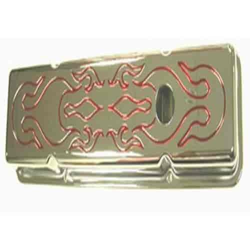 Chrome Red Flame Steel Valve Covers 1958-86 Small Block Chevy 283-305-327-350