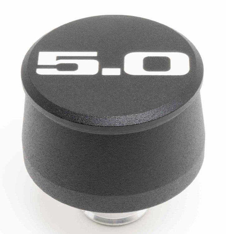 Billet Aluminum Push In Breather w/Ford 5.0 Logo