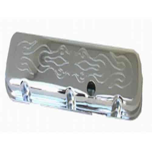Chrome Flame 1965-95 BB Chevy V8 396-502 Short Valve Cover - Baffled