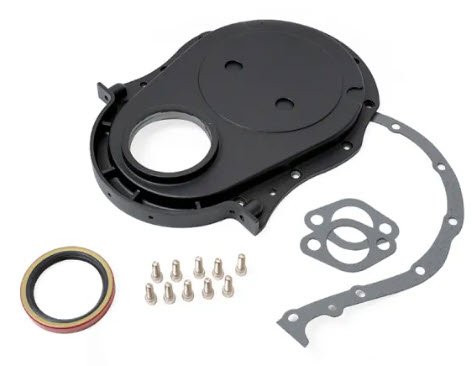 R8422BK Timing Chain Cover, 1966-90 BB-Chevy Aluminum – Black