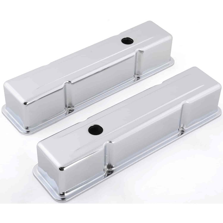 Chrome Steel Valve Covers 1958-86 Small Block Chevy 283-305-327-350