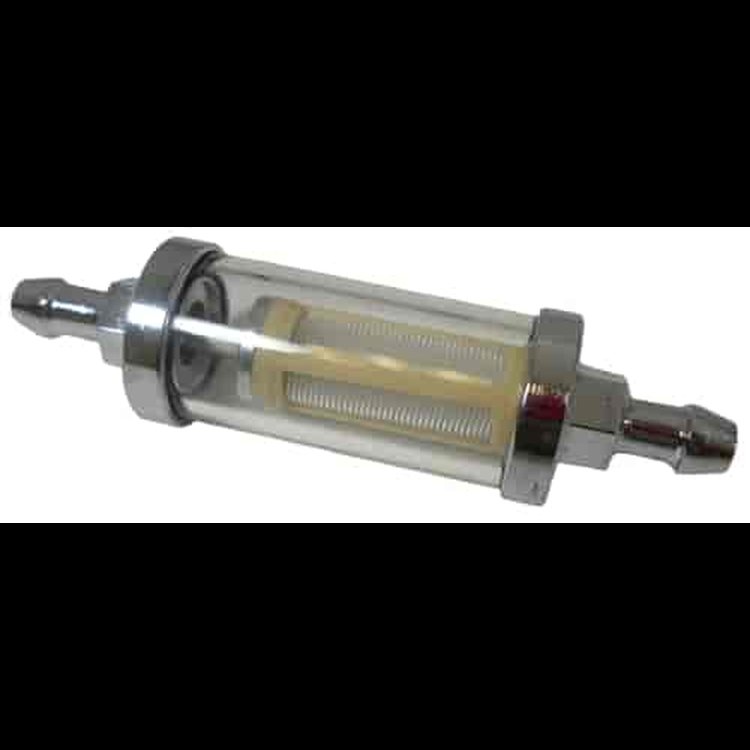 Glass and Chrome Fuel Filter 5/16" Inlet/Outlet
