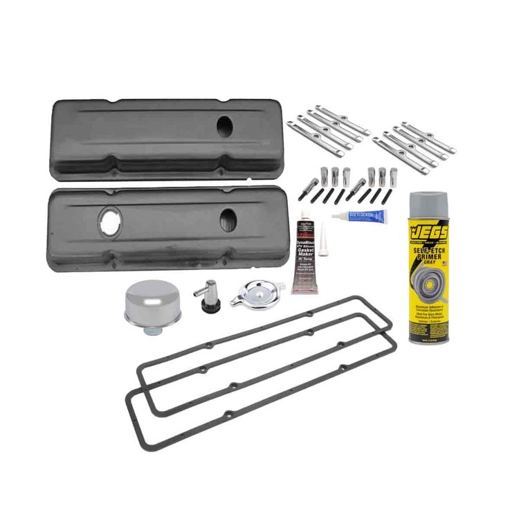 Raw Steel Valve Cover Kit 1958-1986 Small Block Chevy 283-350