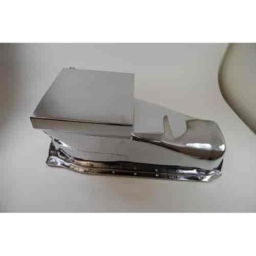 Chrome 1986-up Chevy 283-350 Drag Racing Oil Pan - Passenger Dipstick (7 qts)