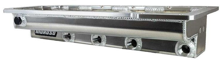21168 Oil Pan for Gen III Hemi 5.7L/6.1L/6.4L [Dry Sump, 4-Pickup Driver-Side Design, 4 3/4 in. Deep, Aluminum]