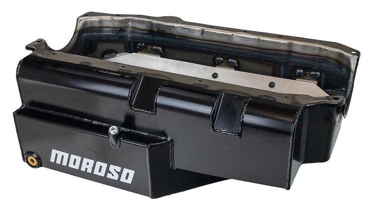21332 Oil Pan for Pre-1985 Small Block Chevy [2-Piece Rear Seal, Open Modified, 8 qt. Capacity, Steel]