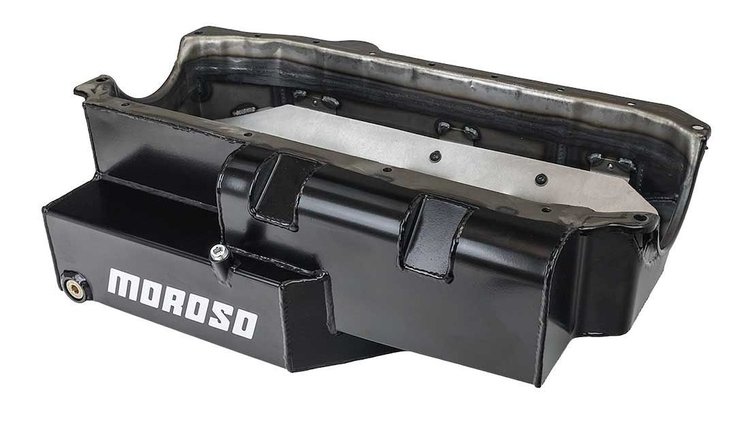 21333 Oil Pan for Pre-1985 Small Block Chevy [2-Piece Rear Seal, SK Modified, 8 qt. Capacity, Steel with Starter Notch]