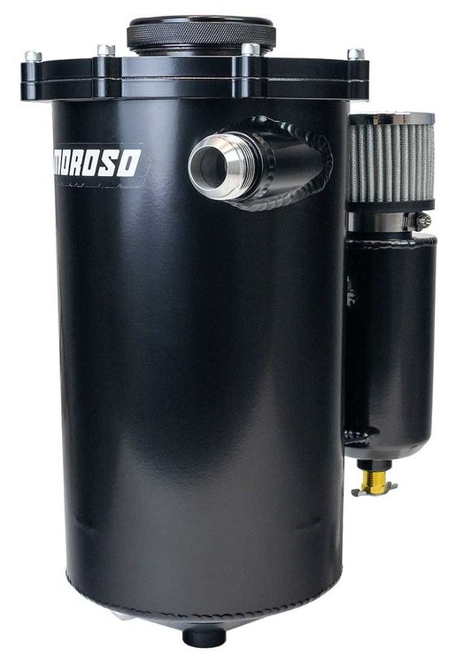 22025 Dry Sump Tank with Breather Tank [2-Piece, 15 in. Tall, 7 in. Diameter, Black Powder-Coated Finish]