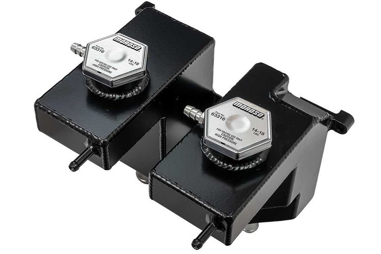 43005 Dual Coolant Expansion Tank Fits Select Polaris RZR Turbo/Turbo S [Black Powder-Coat Finish]