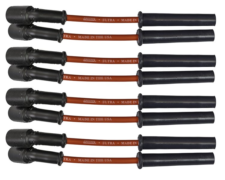 Ultra 350 8mm Spark Plug Wire Set with Multi-Angle Boots for GM LS Corvette, Camaro and Firebird [Red]