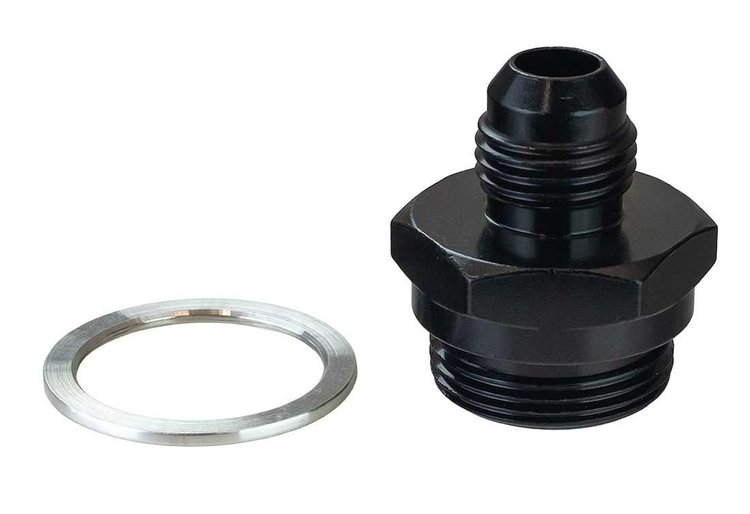 65150 Carburetor Fuel Inlet Fitting [7/8 in.-20 to -6 AN, 1 in., Black]