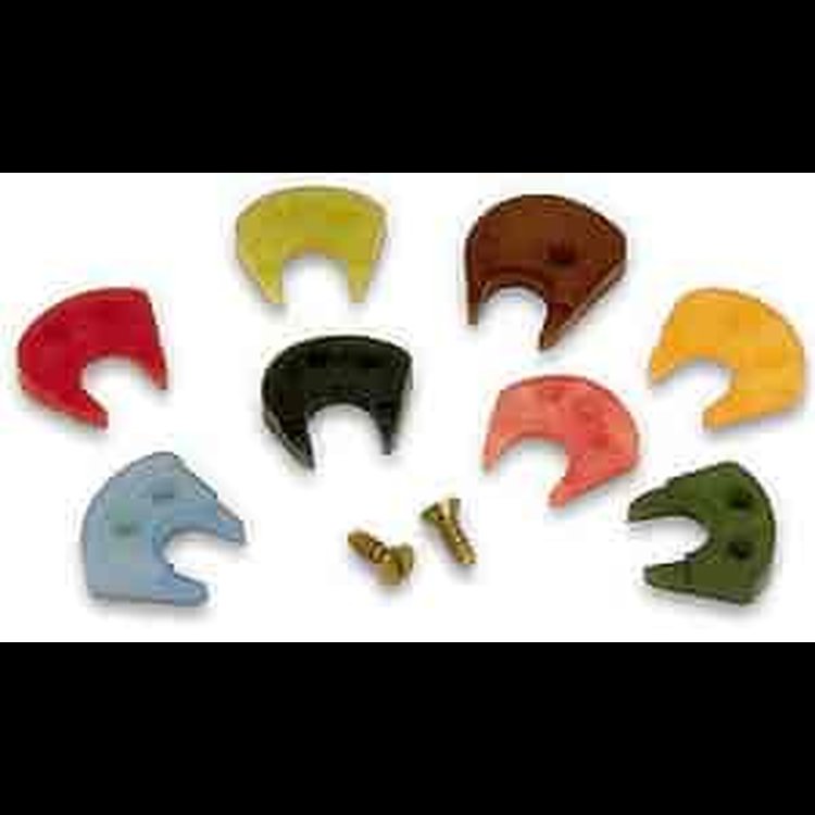 Holley Accelerator Pump Cam Kit Includes: (8) Color-coded Plastic Cams, (2) Screws, and Tuning Chart