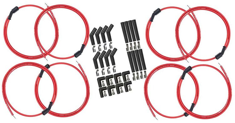 73752 Universal Ultra 40 Ignition Wire Set for GM LS/LT Engines [8.5 mm, Red, 90-Degree, 135-Degree, and Straight Plug Boots]
